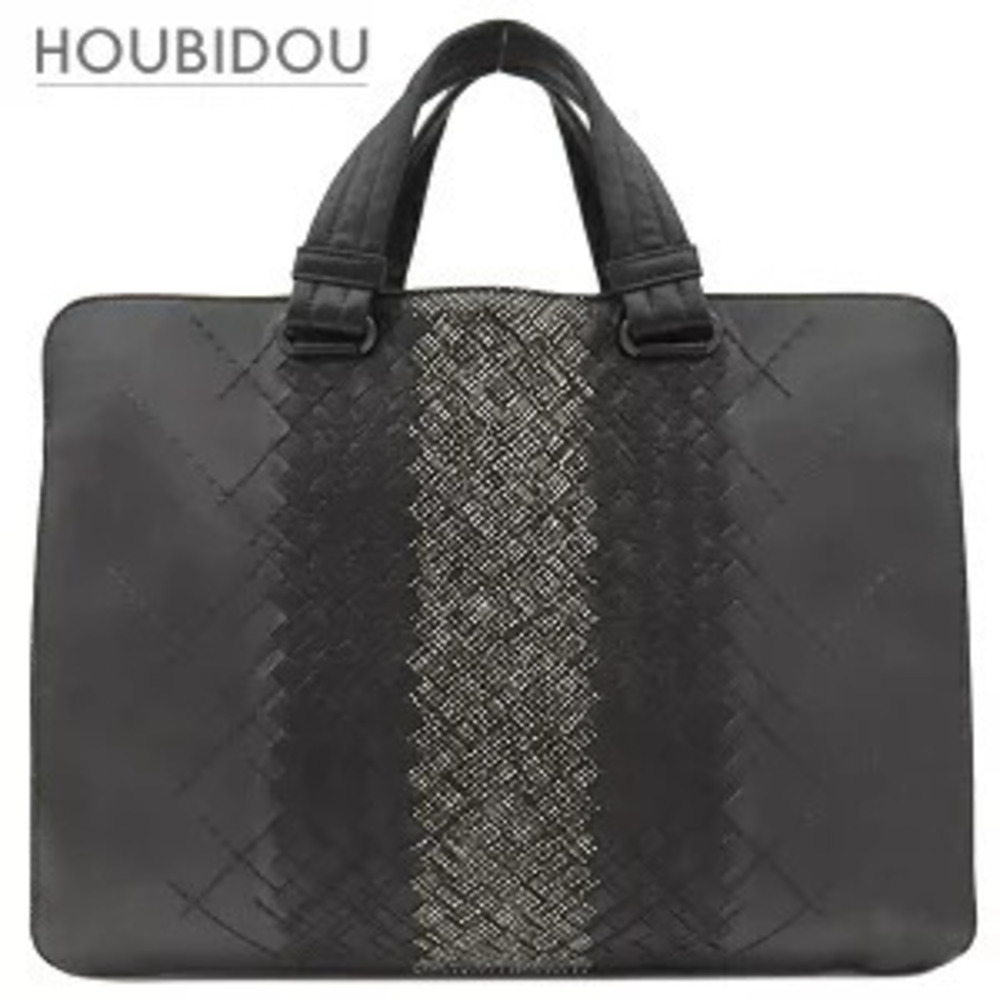 Bottega Veneta Tote Bag Intrecciato Business Leather Black Matte